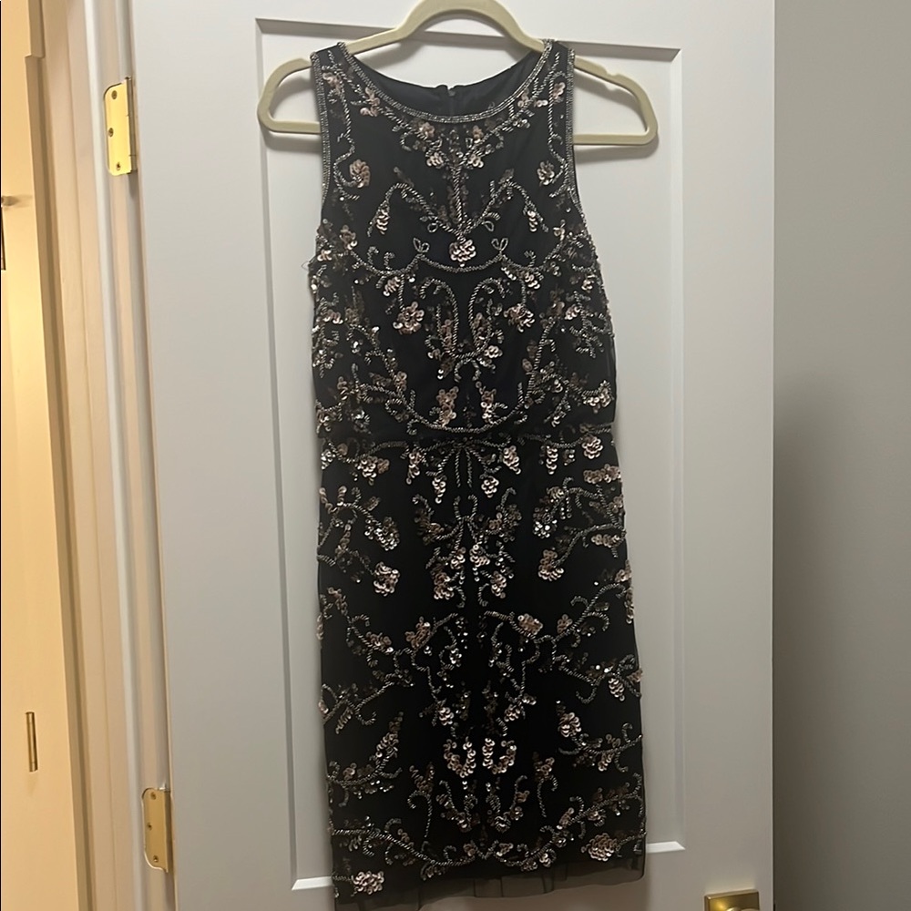 Adrianna Papell Navy Blue Embellished Dress